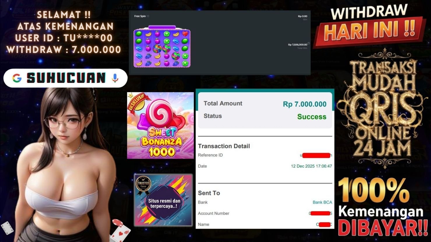 SUHUCUAN JACKPOT SLOT SWEET BONANZA 1000